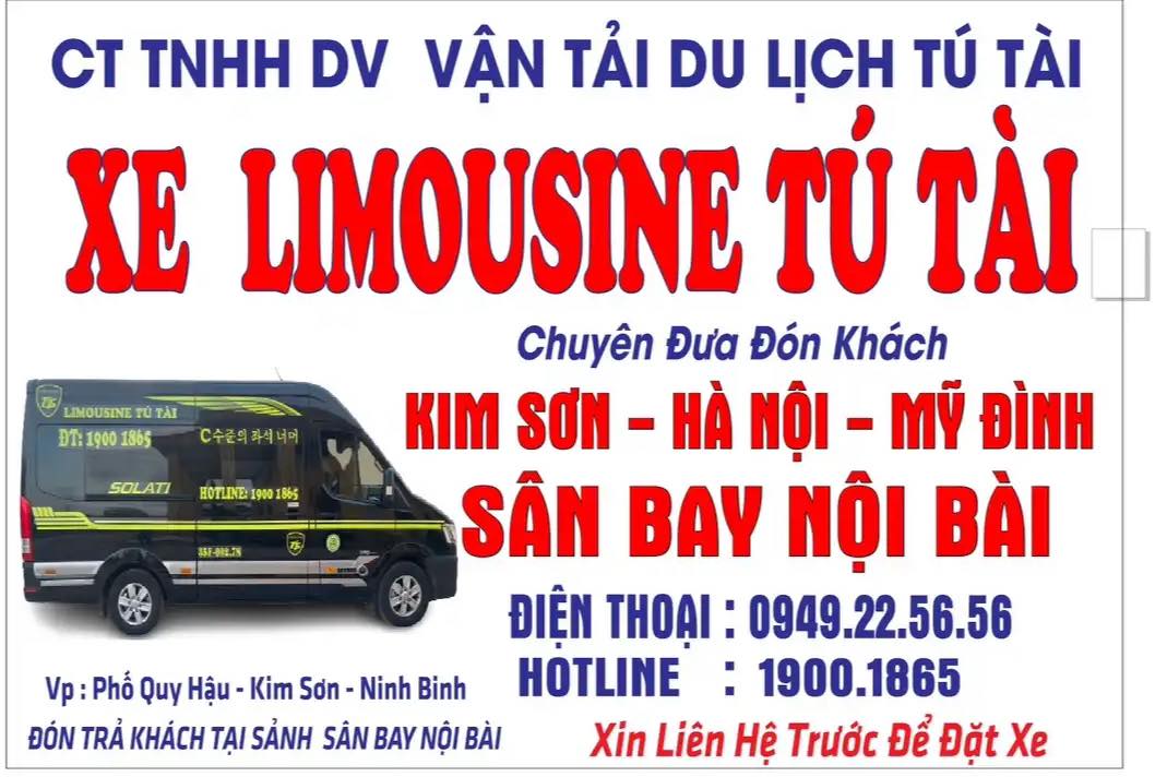 Nhà xe Tú Tài limousine Kim Sơn Ninh Bình đi Hà Nội SB Nội Bài