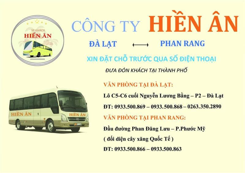 Nhà xe Hiền Ân Phan Rang Đà Lạt: Số điện thoại và giá vé