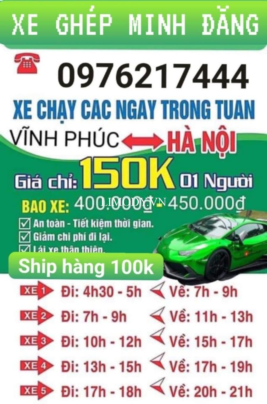 15 Xe ghép Vĩnh Phúc Hà Nội Vĩnh Yên Tam Đảo Lập Thạch Vĩnh Tường