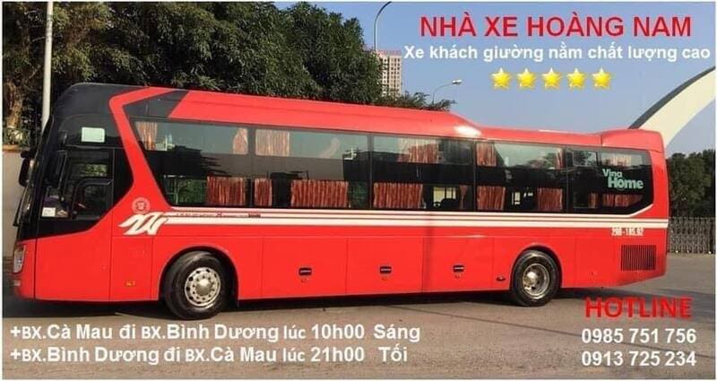 Nhà xe Hoàng Nam Phú Lợi Cà Mau đi Bình Dương và TPHCM