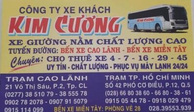 Nhà xe Kim Cương Cao Lãnh: Số điện thoại, giá vé và lộ trình