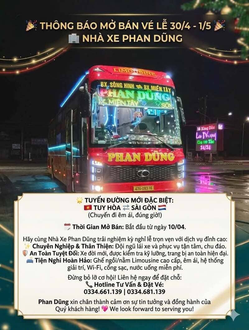 Top 10 Nhà xe Sông Hinh (Phú Yên) đi Sài Gòn chất lượng cao nhất