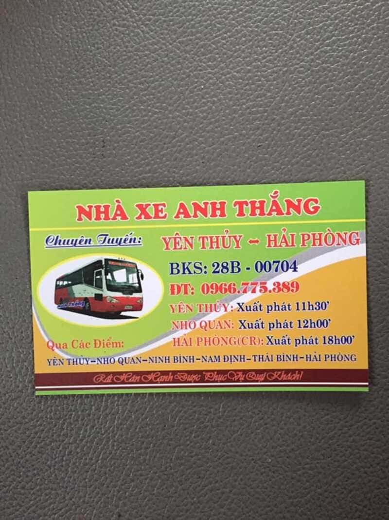 Nhà xe Anh Thắng Nho Quan Quảng Ninh Ninh Bình Hải Phòng