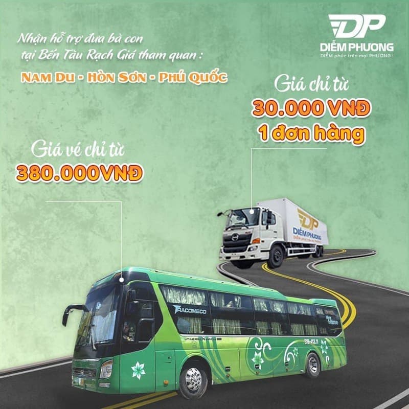 Nhà xe Diễm Phương Bình Phước Phước Long đi về Kiên Giang