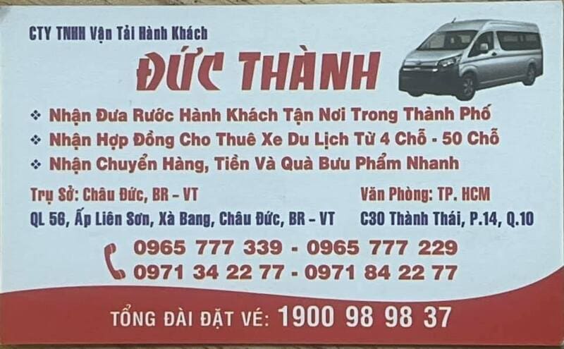 Nhà xe Đức Thành Châu Đức Bà Rịa Vũng Tàu đi TP.Hồ Chí Minh
