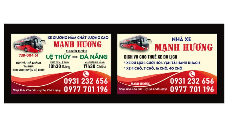Nhà xe Mạnh Hương Đà Nẵng Lệ Thủy Quảng Bình Đồng Hới