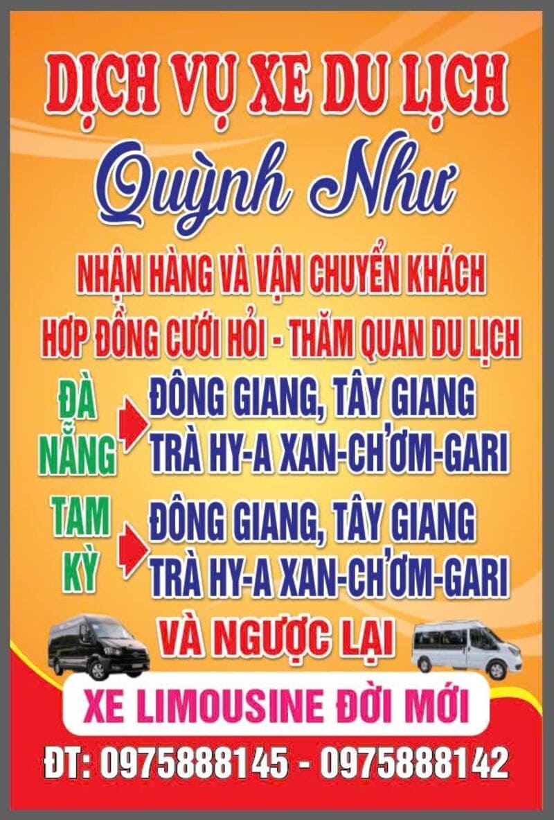 Nhà xe Quỳnh Như Đà Nẵng Tây Giang và Tam Kỳ Tây Giang