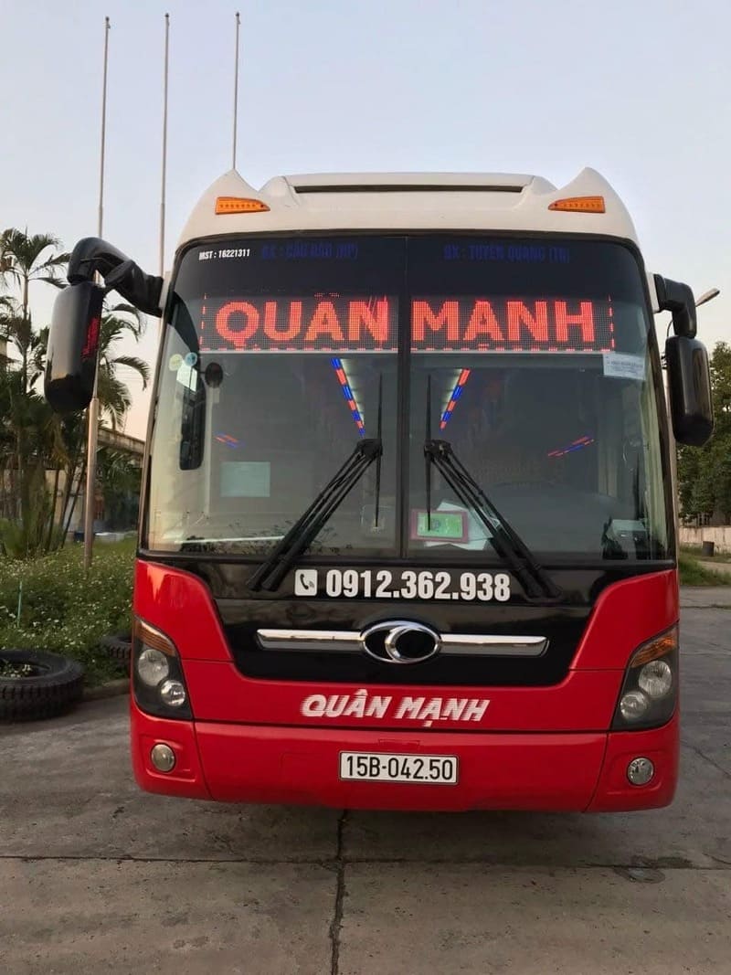 Nhà xe Quân Mạnh Tuyên Quang Hải Phòng: Số điện thoại, giá vé