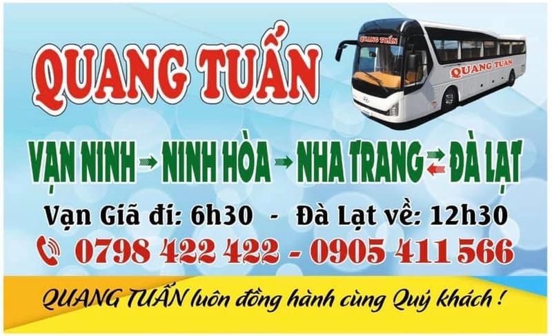 Nhà xe Quang Tuấn Đại Lãnh Tu Bông Vạn Giã Ninh Hòa Đà Lạt Đắk Lắk
