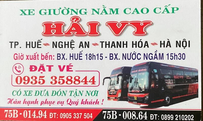 Nhà xe Hải Vy Huế – Hà Nội: Số điện thoại, giá vé, lịch trình