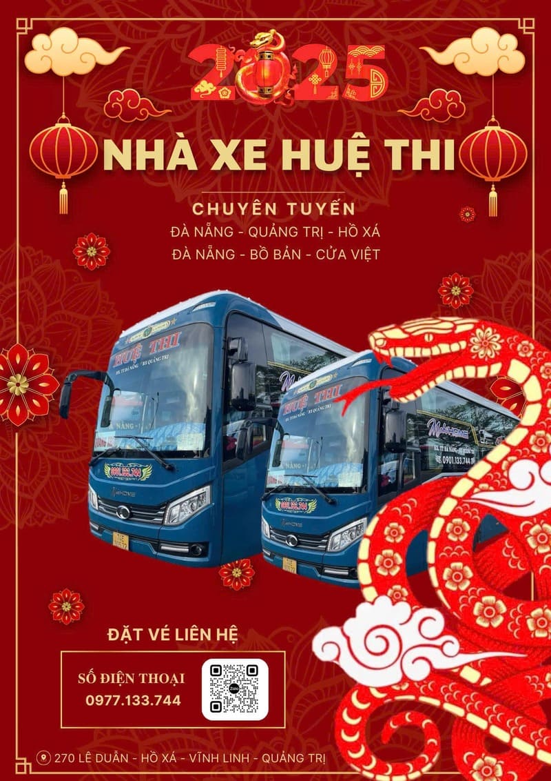 Nhà xe Huệ Thi chuyên tuyến Hồ Xá – Quảng Trị – Đà Nẵng