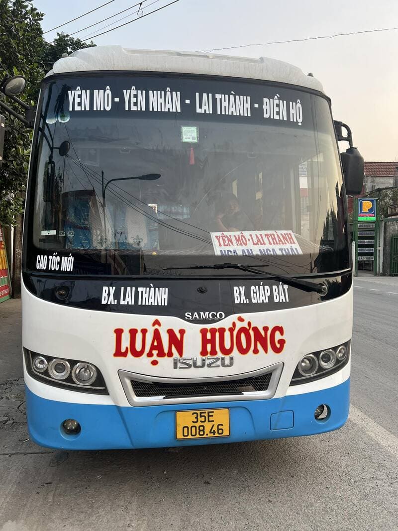 Nhà xe Luận Hường Nga Sơn Lai Thành Ninh Bình Hà Nội Giáp Bát
