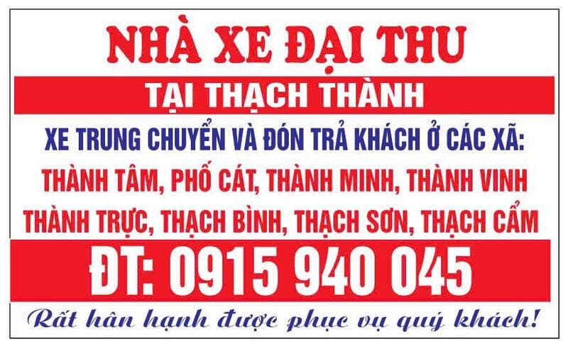 Nhà xe Đại Thu Bắc Ninh Thanh Hóa Nông Cống Thạch Thành
