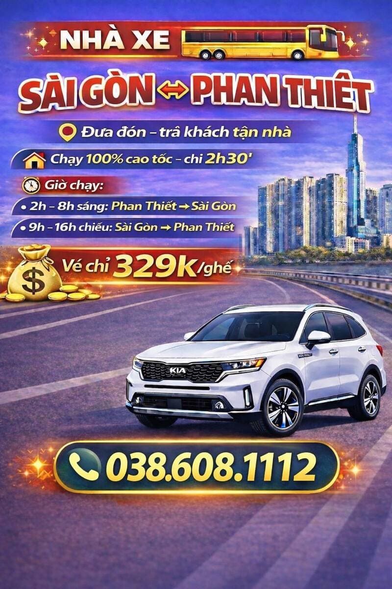 Nhà xe Lâm Nguyễn Liên Hương Phan Thiết Sài Gòn đón tận nơi