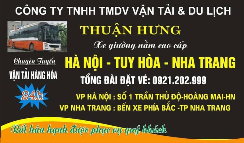 Nhà xe Thuận Hưng Nha Trang Hà Nội chạy Bắc Nam theo QL1A