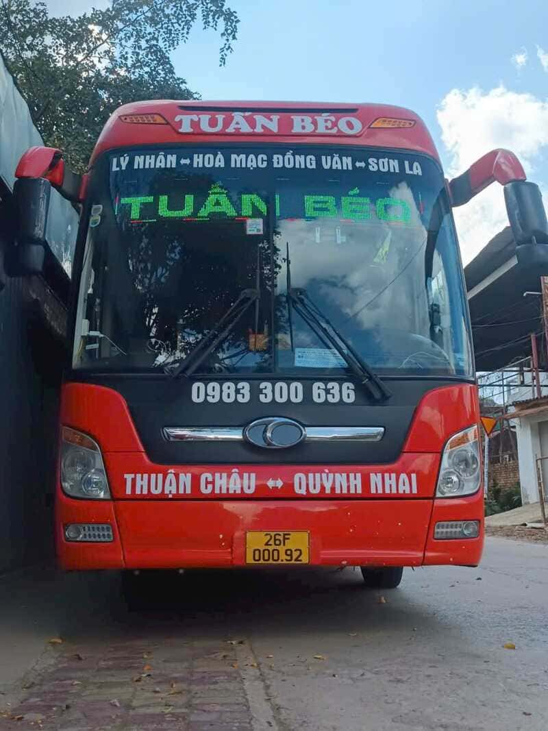 Nhà xe Tuấn Béo Quỳnh Nhai Sơn La Hà Nam Phủ Lý Kim Bảng