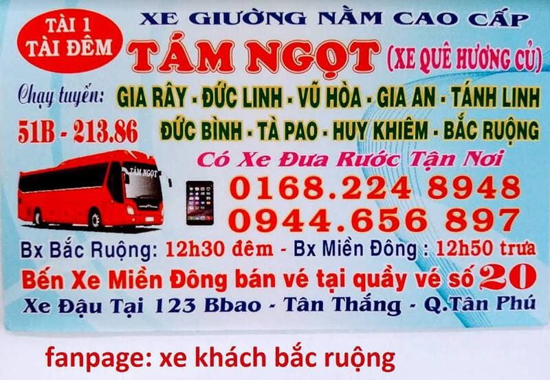 Nhà xe Tám Ngọt Đức Linh Tánh Linh Bắc Ruộng Sài Gòn TPHCM
