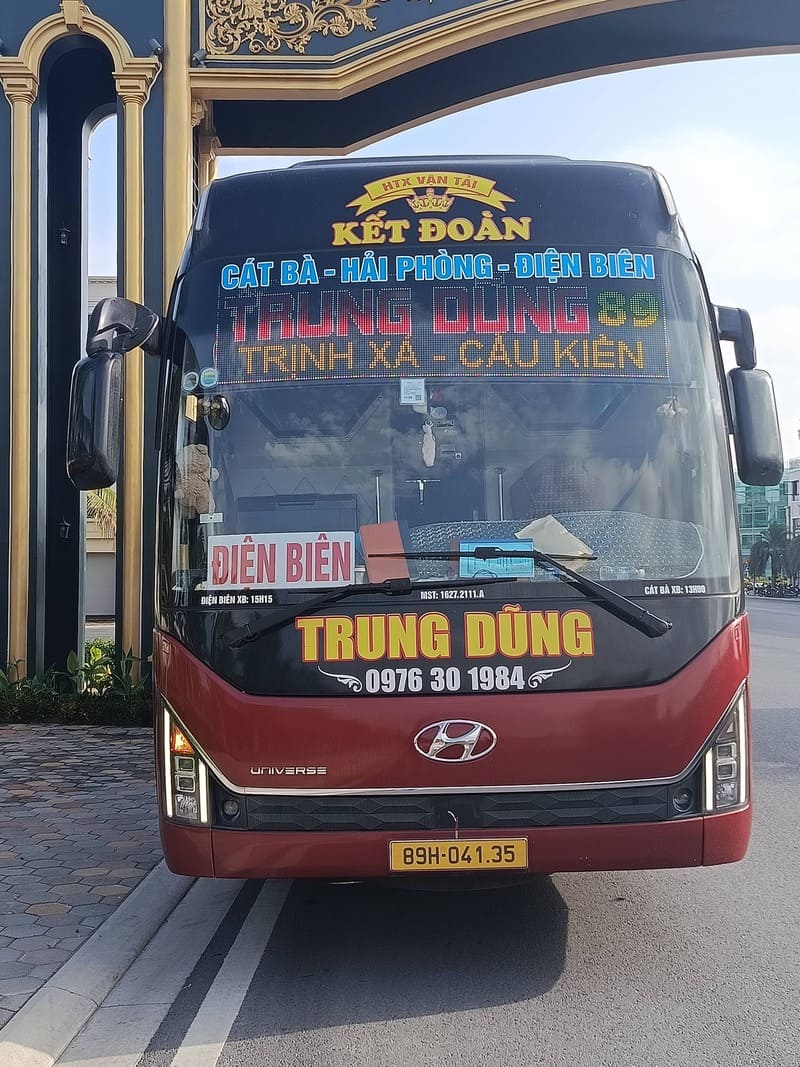 Nhà xe Trung Dũng Điện Biên Pom Lót Hải Phòng Cát Bà