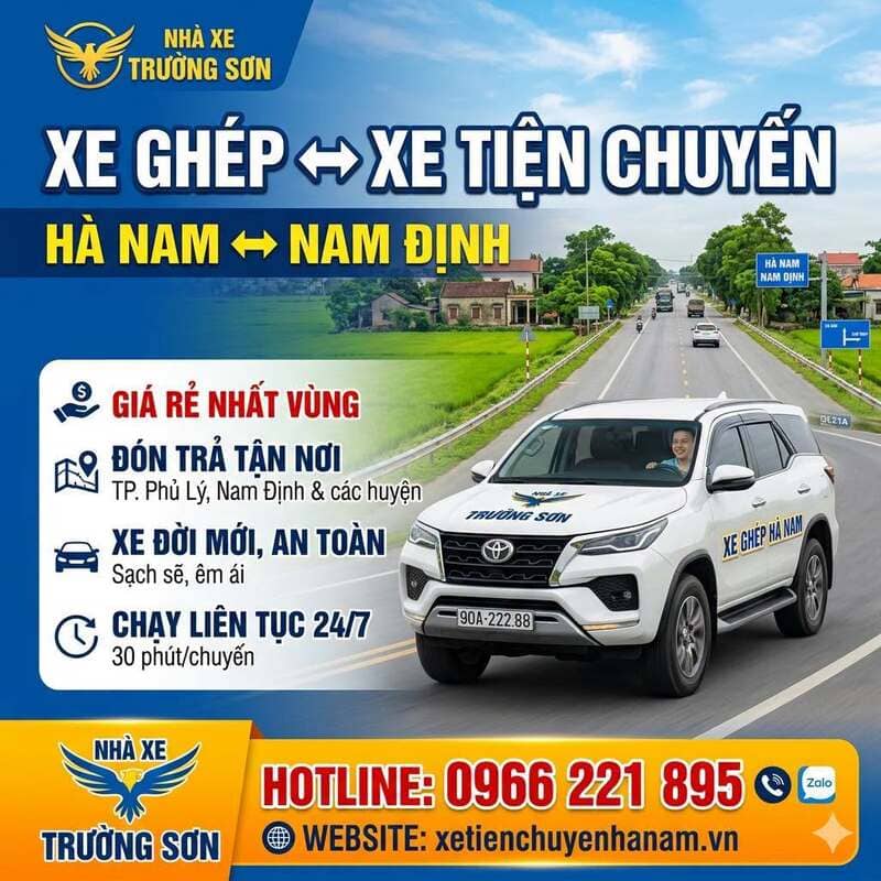 Nhà xe Trường Sơn Hà Nam: Lịch trình & số điện thoại đặt xe ghép